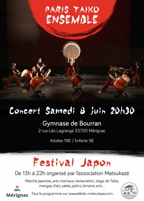 Concert Paris Taiko Ensemble samedi 8 juin à 20h30