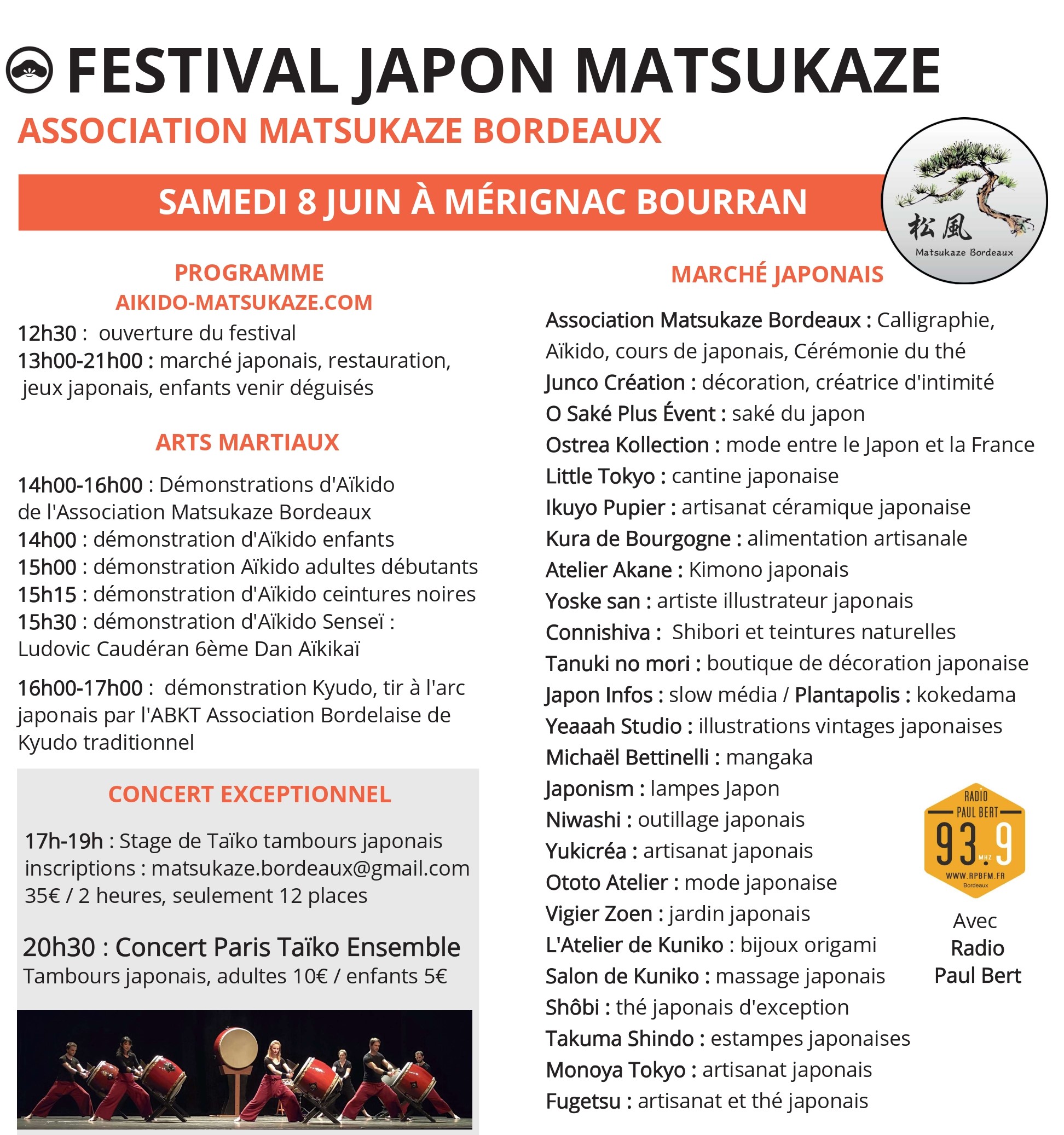 Programme Festival Japon Matsukaze